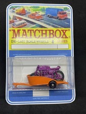 Vintage Lesney Matchbox 38 Custom Honda Purple Orange Trailer Blister Pack.