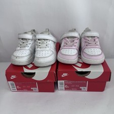 Nike Court Borough Low White/Pink Leather Toddler Girl's Shoes Size 6C Lot of 2