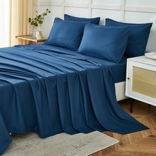 Navy Blue King Sheets Set 6 Piece Hotel Luxury Soft Microfiber 14 Deep Pocket