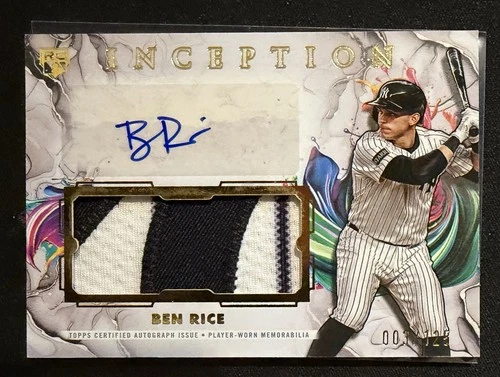 BEN RICE Rookie Yankees Logo Patch Auto /125 2025 Topps Inception Baseball
