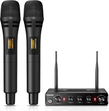 Microfono Senza Fili, Set Di Microfoni a Mano per Karaoke, UHF Sistema Con Ricev