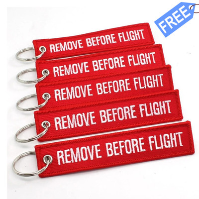 5PCS Aviation Remove Before Flight Keychain   Double Sided Embroidered Jet Tag 