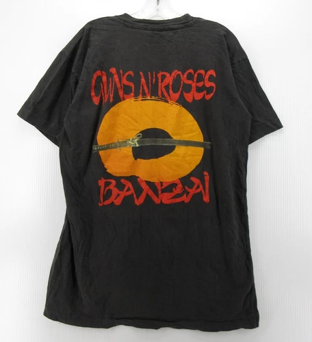 Guns N Roses Shirt Men XL Black Banzai Tour EUR 1990s vintage concert t-shirt, vintage, size XL, single stitch, B+ condition
