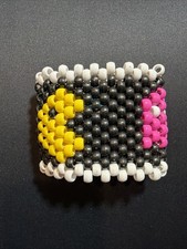 Pac-Man Kandi Rave Cuff Bracelet EDC EDM Festival Beaded PLUR Handmade Used