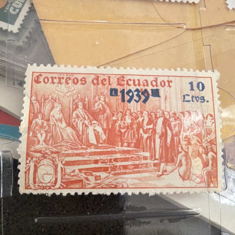 Ecuador Correos del Ecuador 1939 Overprint 10c Used Cancelled Stamp Red/Blue
