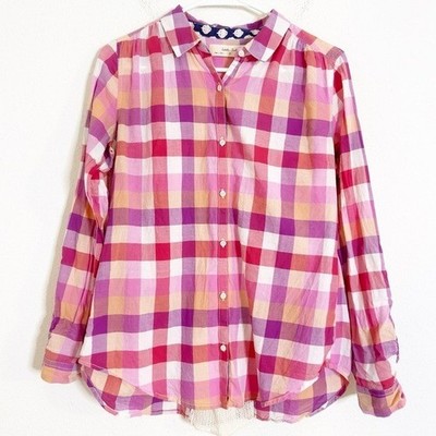 Isabella Sinclair Plaid Button-Up cotton net back Shirt small