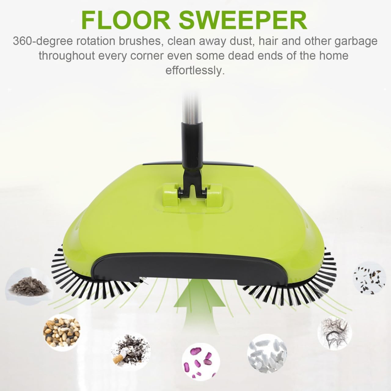 Floor Sweeper Manual, 3 in 1 Carpet Cleaner Machine Push Broom Clean Lazy Dus...