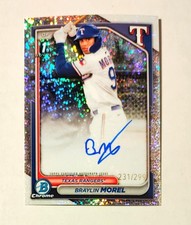 Braylin Morel 2024 1st Bowman Chrome AUTO SPECKLE REFRACTOR 231/299 Rangers V6