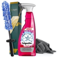 Felgen Reiniger Auto SONAX Felgenstar + Aurum ultraFlat Mikrofaser Felgenbürste