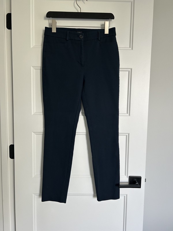 Loft Curvy Sutton Skinny Pants Womens NAVY Cotton High Rise Classic Fit Sz4
