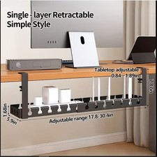MIKEE Under Desk Cable Tray 17 29in Adjustable No Drill Cord Organizer Black