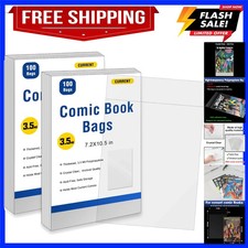 200ct Current Comic Book Bags Resealable,3.5 Mil Thick Comic Book Sleeves,Aci...