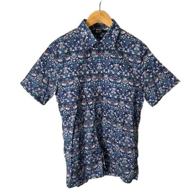 N°21 Floral Shirt Men s Short Sleeve Blue Cotton 44 Size 17.3''