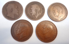 1909 King Edward VII Penny to George VI 1949 5 Decades British Pennies,  Errors