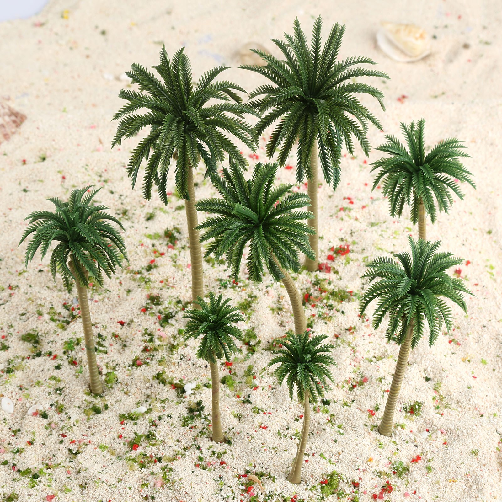 15Pcs HO N 1:70-1:150 Scale Model Coconut Palm Trees Railroad Scenery Layouts