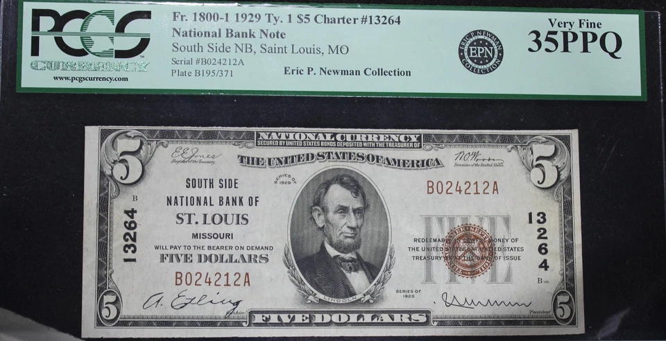 1929 VF35PPQ Fr. 1800-1 National Note 5$, Type 1, PCGS, B024212A - Image 3 of 4