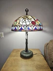Amazing Stained Glass Tiffany Style Table Lamp Art Nouveau 28" Tall Cats Playing