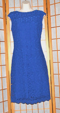 RALPH LAUREN  4~Season Lined Royal Blue Cotton Lace Cocktail~Easter Dress  Sz. 8