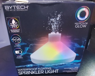 BYTECH waterproof floating sprinkler light, multicolor glow, pool light NEW
