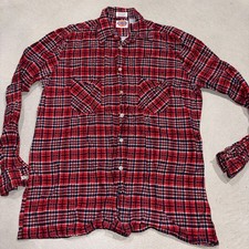 Vintage 80s DICKIES Print Flannel Shirt 100 Cotton Plaid Sz Large