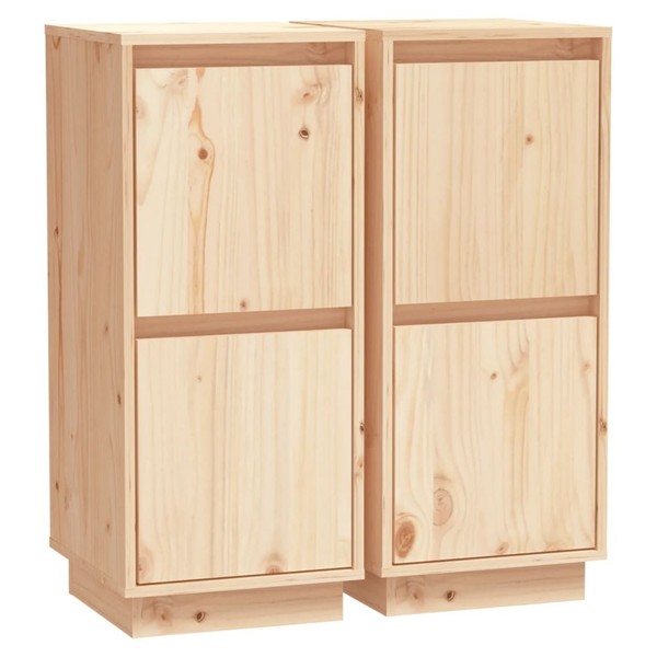 Sideboards 2 Stk. 31,5X34X75 Cm Massivholz Kiefer-image