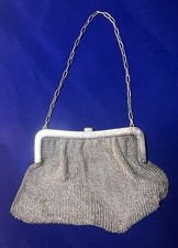 Antique Vintage Victorian Sterling Silver Mesh Purse / Handbag 5  Inscribed /5oz