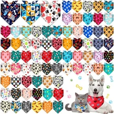 72 Pcs Dog Bandanas Bulk for Summer Adjustable Washable Pet Triangle Scarf So...