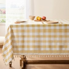 Checkered Tablecloth Rectangle, Outdoor Linen Cotton Gingham Table Cloth with...