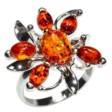 4.9g Authentic Baltic Amber 925 Sterling Silver Ring Jewelry N-A7239 s.9