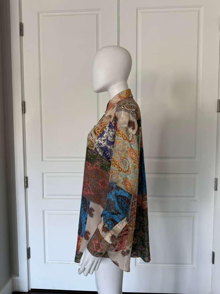 ZIMMERMANN Oversized Devi Patchwork Silk Shirt Si… - image 4