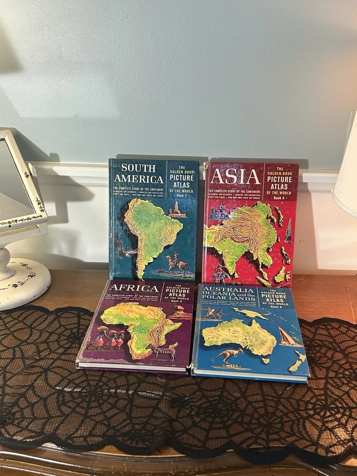 1960 Vintage Picture Atlas Of The World Books S. America Asia Africa Australia - Image 3 of 4