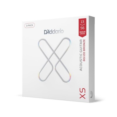 D'Addario Acoustic Guitar Strings, XS 80/20 Bronze Coated, XSABR1356-3P, Medi...