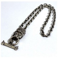 Sterling Silver 925 Lion Necklace T-Bar Choker