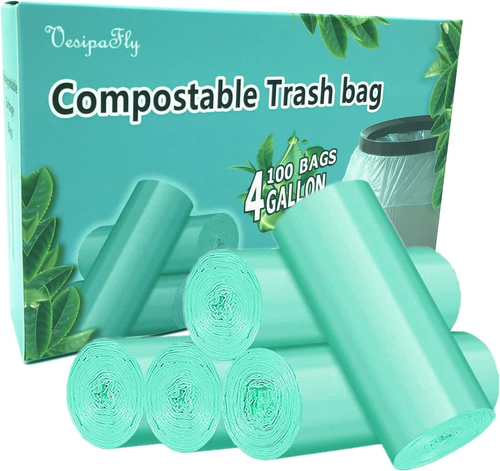 Small Garbage Bag, 4-6 Gallon Biodegradable Strong Durable Disposable Kitchen Tr