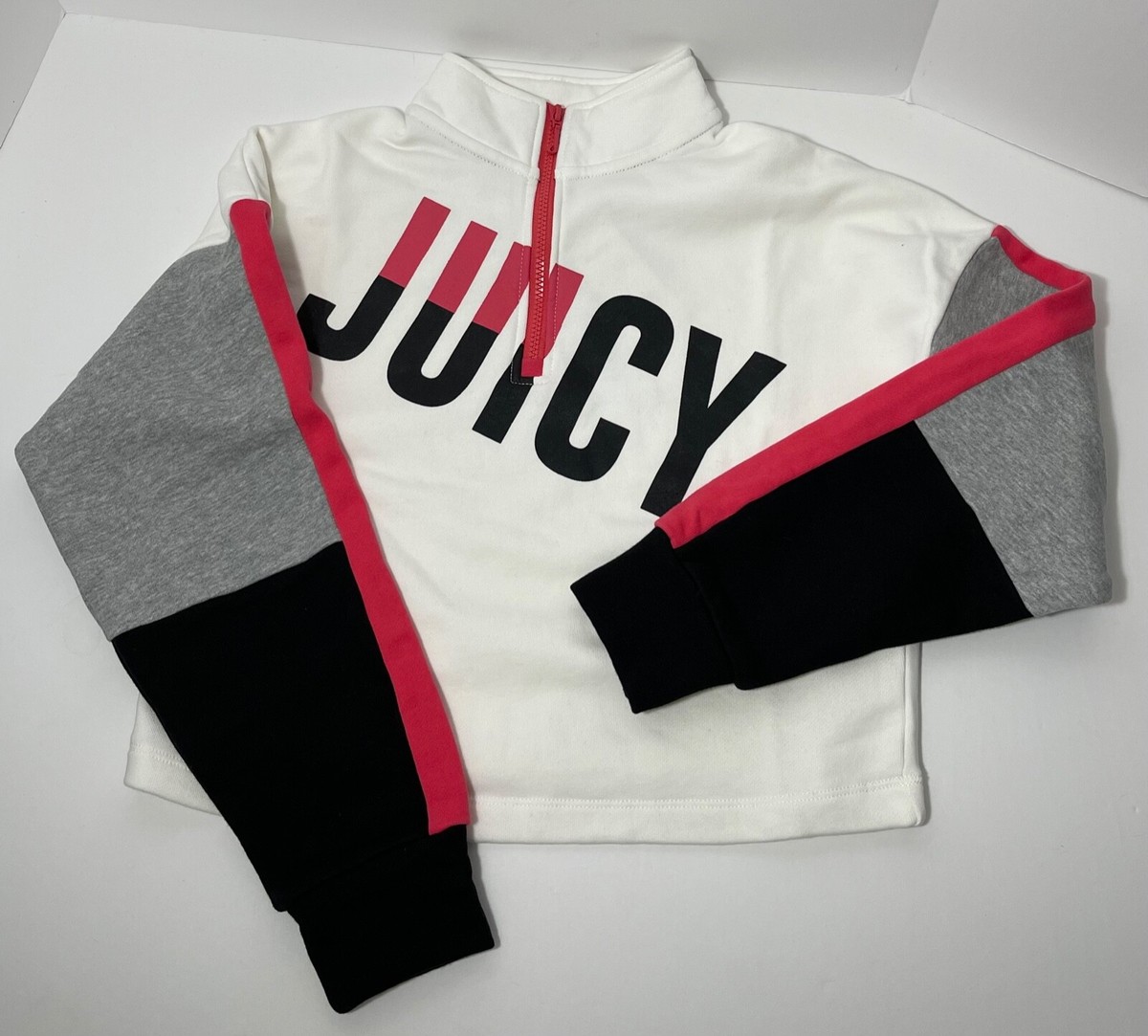 NWT JUICY COUTURE Logo Color Block Half Zip Pullover Top | eBay