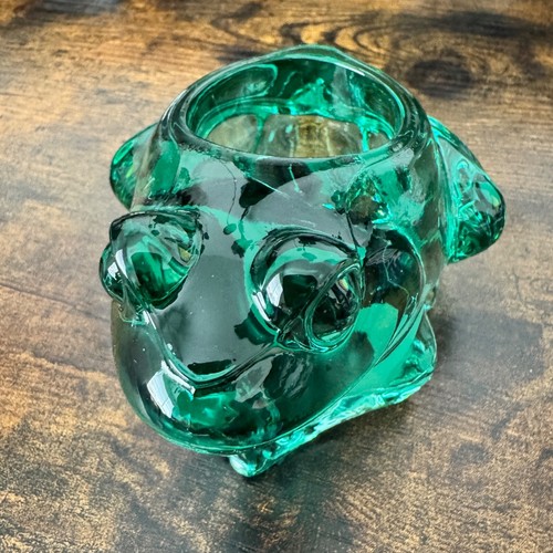 Portacandele rana verde vetro Indiana 5" x 4" x 3" votivo vintage made in USA - Foto 9 di 10