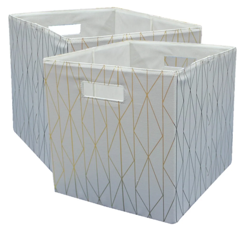 Fabric Cube Storage Bins (12.75" X 12.75"), 2 Pack, Gold - Picture 11 of 12