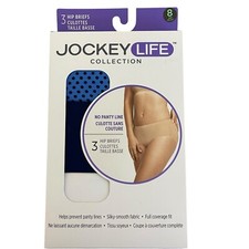 Jockey Life 3-Pack Womens Size 8 No Panty Line Microfiber Hip Briefs Panties NWT