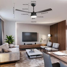 52" LED Ceiling Fan Light w/ Remote Control 6-Speed Settings Timing Option HOT