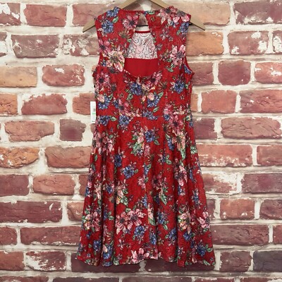 kensie floral lace dress Kensie Floral Irene Smocked Midi Dress FUCHSIA-RED / M by Sugarlips main image 1