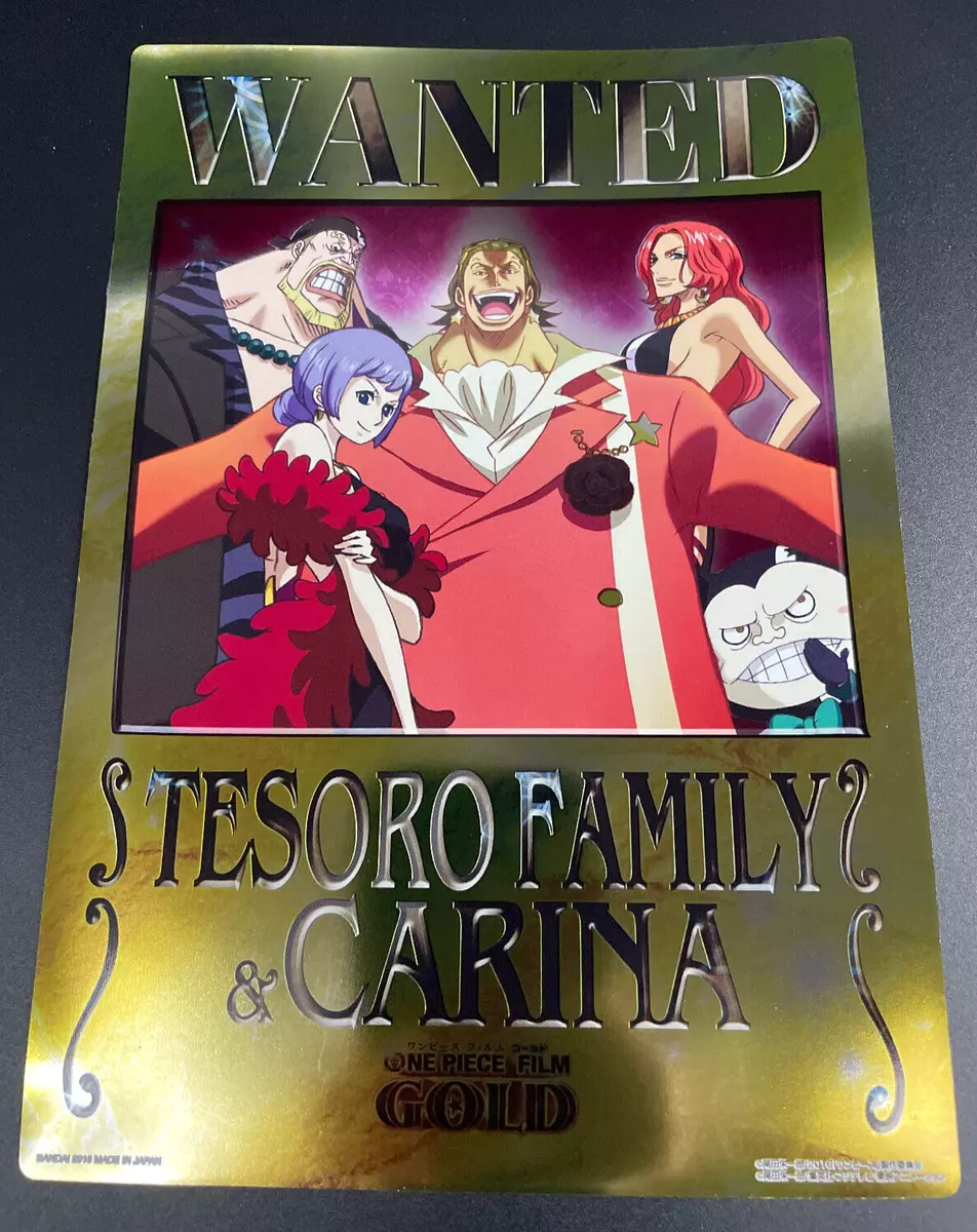 One Piece Film Gold Golden Poster Metallic A5 Size Carddass Tesoro Family  Carina