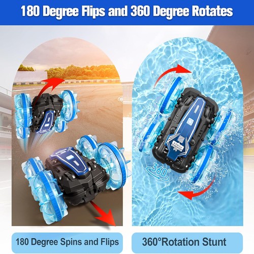 Amphibisches ferngesteuertes Auto 360 ° drehbares Stunt-RC-Auto mit Lichtern - Bild 7 von 15