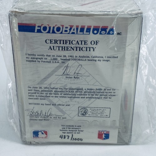 1991 Palla fotografica vintage Nolan Ryan No-Hitter Baseball NUOVO sigillato in fabbrica 487/1K - Foto 5 di 8