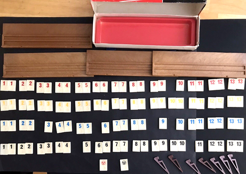 Vintage RUMMIKUB Game Set MADE ISRAEL 99 TILES Orig Box Incomplete NO INSTRUCT