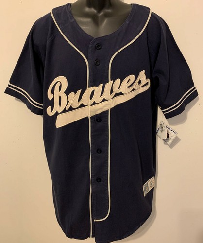 Vintage 90's Atlanta BRAVES JERSEY Russell SEWN Script LETTERS NWT NEW Old Stock