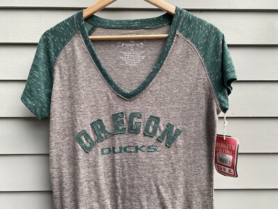 Colosseum Women's Oregon Ducks Gray & Green Raglan Sleeve Shirt Size Large