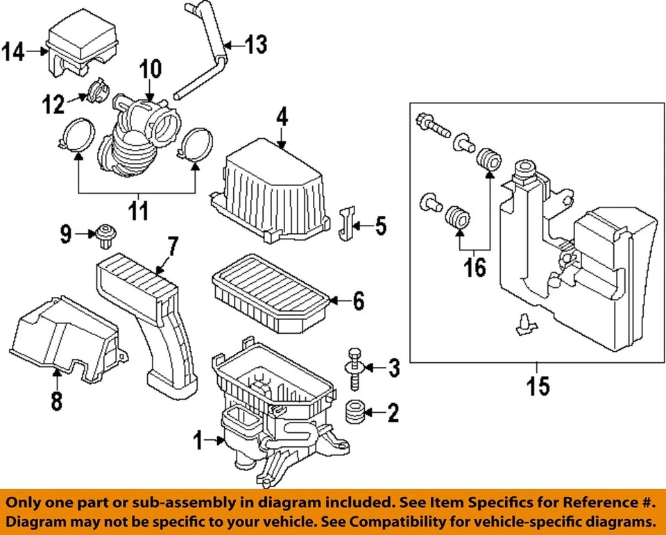 Used Air Cleaner Assembly fits: 2013 Kia Soul 2.0 Grade A - Image 3 of 4