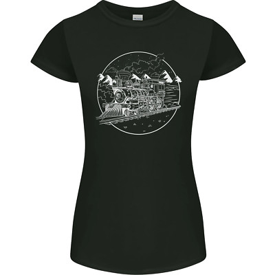White Locomotive Steam Engine Train Spotter Womens Petite Cut T-Shirt