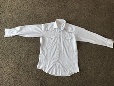 H Bar C Western Snaps Shirt Adult XL  Light Blue Vtg 70s Casual Collar Cowboy
