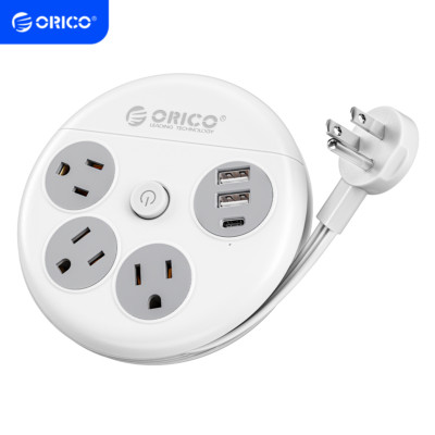 ORICO Power Strip w/ 3 Outlet 3 USB 9.8FT Cord for Travel Cruise Ship Thin Plug